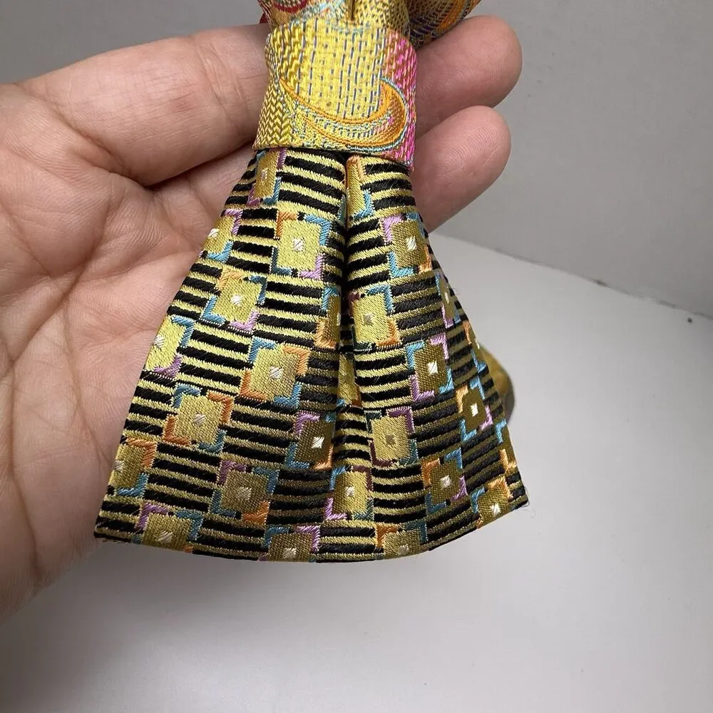 Robert Lewis Bright Colored Mixed Print 100% Silk Pre-Tied Adjustable Bow Tie